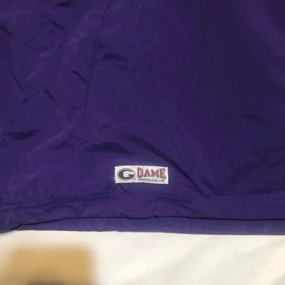 Mens Pullover Nylon Windbreaker Jacket VTG Game Sportswear Purple Black 2XL